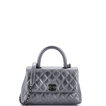 Coco Top Handle Bag Quilted Aged Calfskin Mini