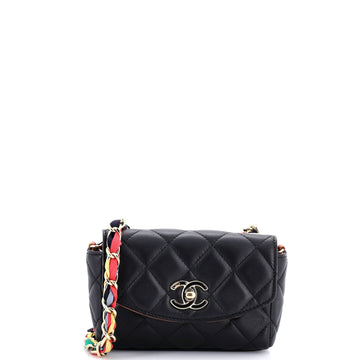 RIbbon Chain Flap Bag Quilted Lambskin Mini