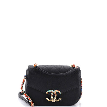 Thread Around Flap Bag Quilted Caviar Small