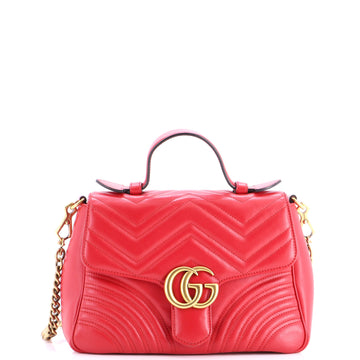 GG Marmont Top Handle Flap Bag Matelasse Leather Small