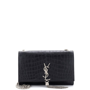 Classic Monogram Tassel Crossbody Bag Crocodile Embossed Leather Medium