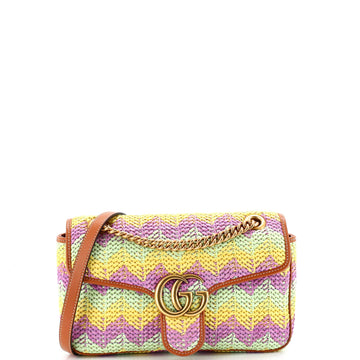 GG Marmont Flap Bag Woven Raffia Small