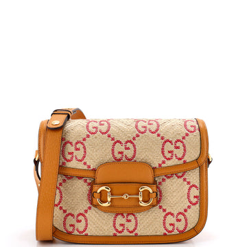 Horsebit 1955 Shoulder Bag Jumbo GG Raffia Small