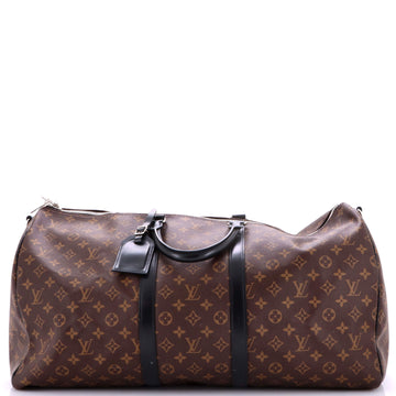 Keepall Bandouliere Bag Macassar Monogram Canvas 55