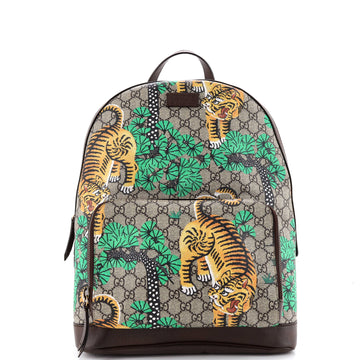 Zip Pocket Backpack Bengal Print GG Coated Canvas Medium