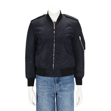 Saint Laurent Navy Nylon Bomber Jacket FR 34