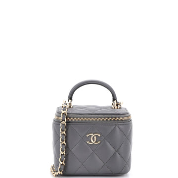 Classic Top Handle Vanity Case with Chain Quilted Lambskin Mini