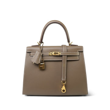 Kelly 25 Sellier Etoupe Veau leather  Z Stamp