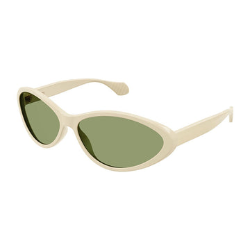 Gucci Sunglasses Cat Eye Full Rim, Shiny Ivory Frame and Green Lens GG1377S001