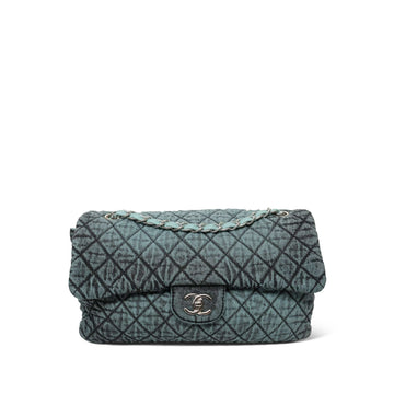 20C Light Blue Denim Quilted Denimpression Flap Bag Jumbo SHW