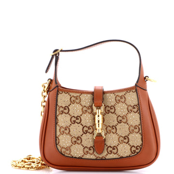 Jackie 1961 Chain Hobo Crystal Embellished GG Canvas Mini