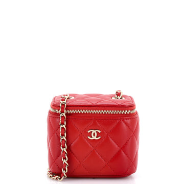 Classic Vanity Case with Chain Quilted Lambskin Mini