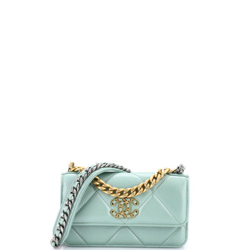 19 Flap Phone Holder with Chain Quilted Lambskin