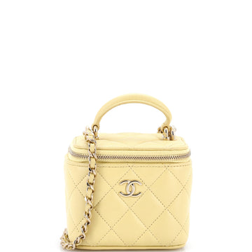 Classic Top Handle Vanity Case with Chain Quilted Lambskin Mini