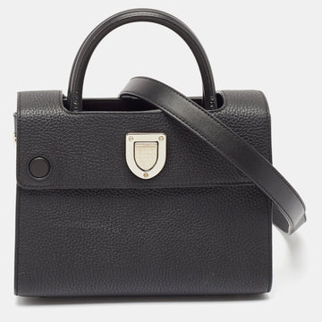 Black Leather Mini Diorever Top Handle Bag