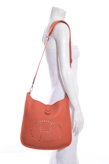 Hermès Crevette Evelyne GM Leather PHW  Handbag