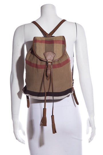 Burberry Nova Plaid Leather/canvas Backpack