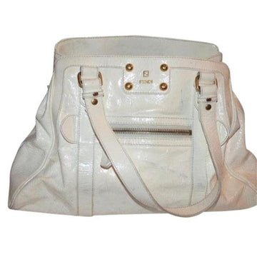 Fendi Vintage Pursesdesigner Purses White Crinkled  Leather Satchel