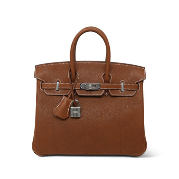 Birkin 25 Fauve Barenia Faubourg Palladium Plated K Stamp