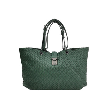 Bottega Veneta Roma Tote Intrecciato Lambskin Leather Dark Green 40cm