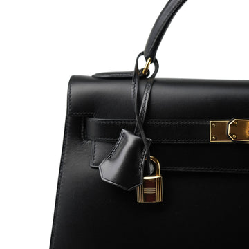 Kelly Sellier 32 Black Box leather  C Square Stamp