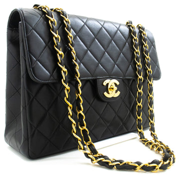 Top Quality Chanel Classic Large 11" Chain Shoulder Bag New Black Leather