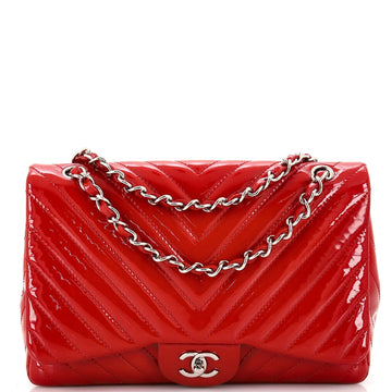 CHANEL Classic Single Flap Bag Chevron Patent Maxi