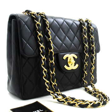 Top Quality Chanel Classic Large 11" Chain Shoulder Bag New Black Leather