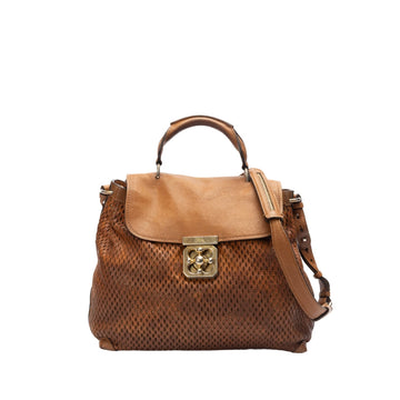 Chloe Tan Python Elsie Top Handle Bag