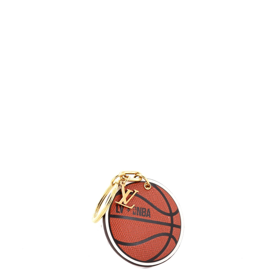 LV x NBA Basketball Bag Charm and Key Holder Metal with Embossed Leather and Monogram Canvas