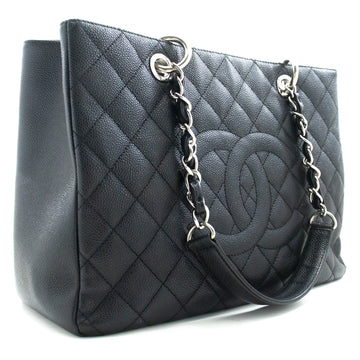 Top Quality Chanel Leather GST 13" Grand Shopping Tote Chain Shoulder Bag Black