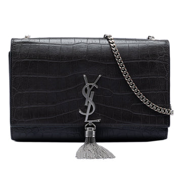 Classic Monogram Tassel Crossbody Bag Leather Embossed Leather Medium