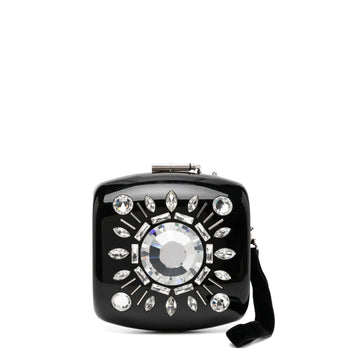 Jewel Black Resin Minaudière Clutch