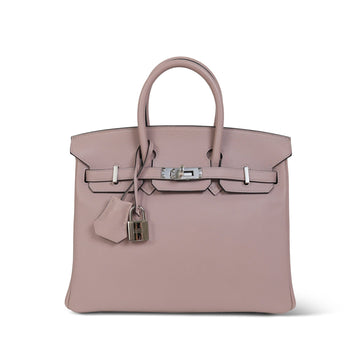 Birkin 25 Glycine Evercolor Palladium Plated T Stamp