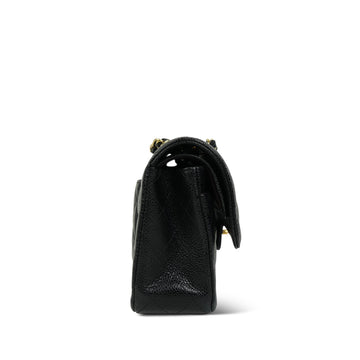 Black leather Quilted Classic Double Flap Small GHW