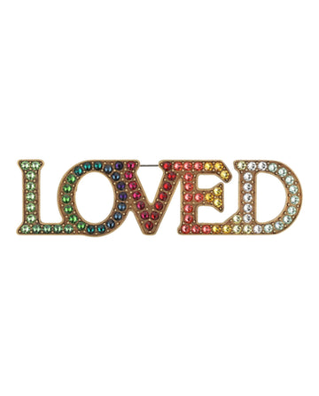 Gucci Womens Crystal-Embellished LOVE Brooch