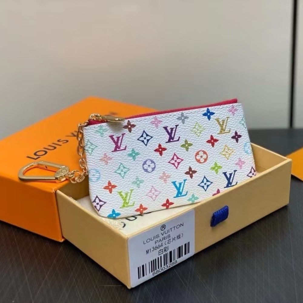 LV X MURAKAMI  KEY COIN PURSE WHITE 12CM