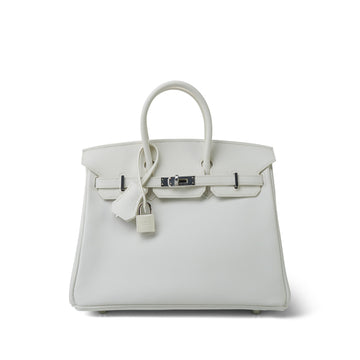 Birkin 25 White leather Palladium Plated [N] Stamp