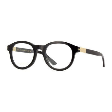Gucci Eyeglasses Round Full Rim, Shiny Black Frame and Clear Demo Lens Lens GG1503O001
