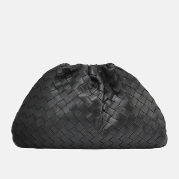 Bottega Veneta Pouch Large Intrecciato Black Calfskin Leather Clutch