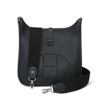 Evelyne 29 Black leather Palladium Plated W Stamp