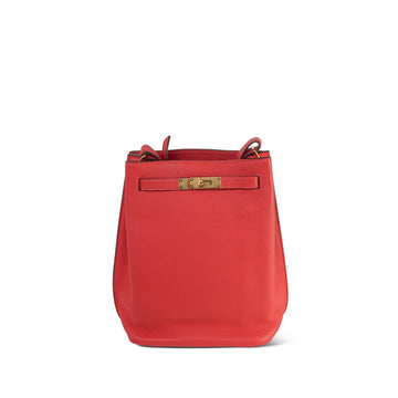 So Kelly 22 Rouge Pivoine leather  R Square Stamp