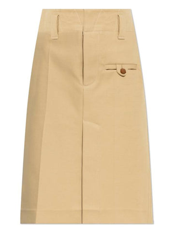 Luxury Bottega Veneta Pocket H-Line Skirt Beige