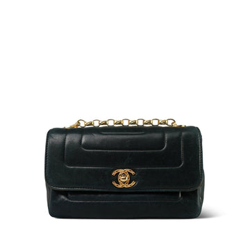 Black leather Quilted Mini Border Single Flap Bag Gold Hardware
