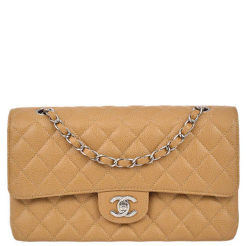 Top Quality Chanel 2004-2005 Classic Double Flap Medium Beige Leather