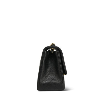 12A Black leather Quilted Mini Square Flap Gold Hardware