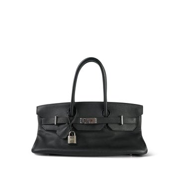Shoulder Birkin 42 JPG Noir leather Palladium Plated [I] Stamp