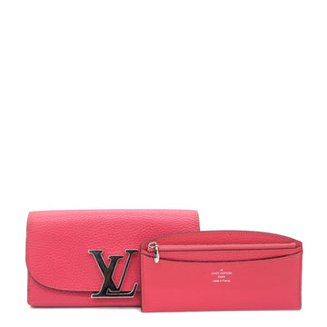 Taurillon Leather Vivienne LV Long Wallet Pink