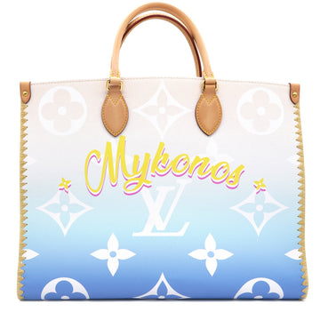 Monogram Giant Raffia Mykonos By The Pool On the Go GM Blue