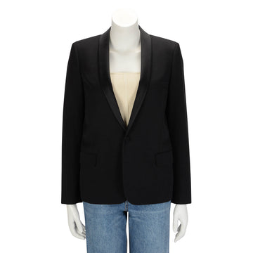 Saint Laurent Black Wool Tuxedo Style Blazer FR 42